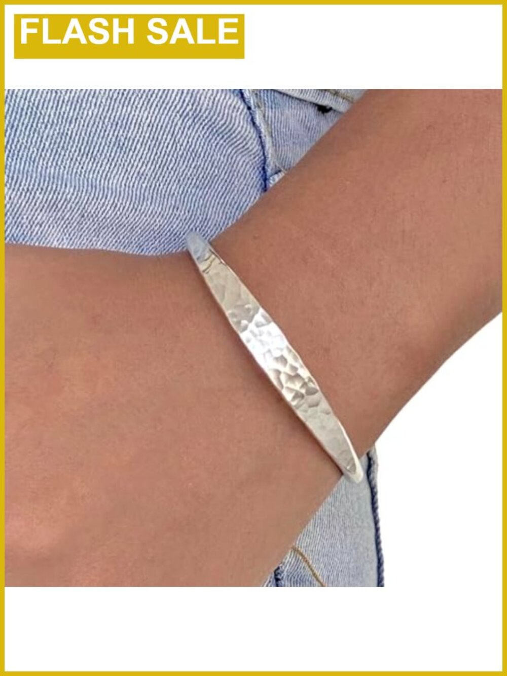 Handmade Hammered Sterling Silver Cuff Bracelet, Minimalist, Solid, 1/4 Inch